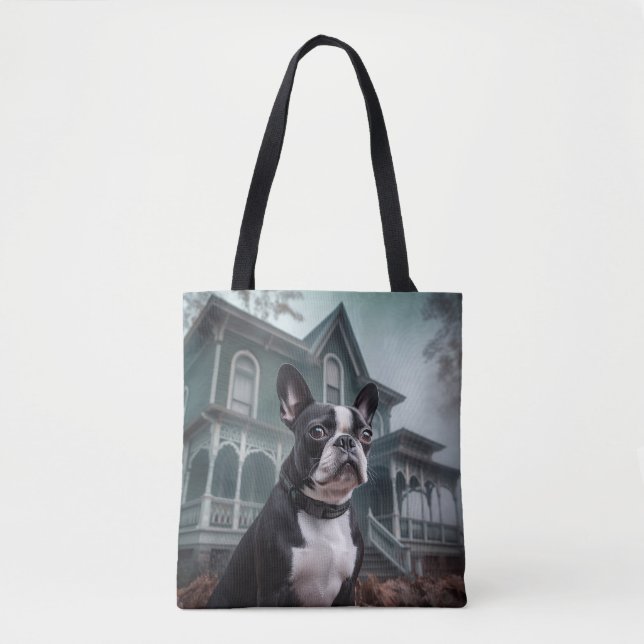Tote Bag Boston Terrier Halloween effrayant (Devant)