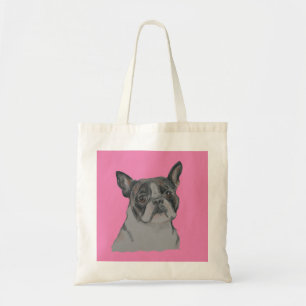 Tote Bag Boston Terrier sur fond rose