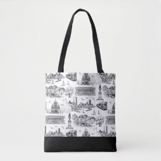 Tote Bag Boston Toile (éd. anniversaire) Noir/Blanc