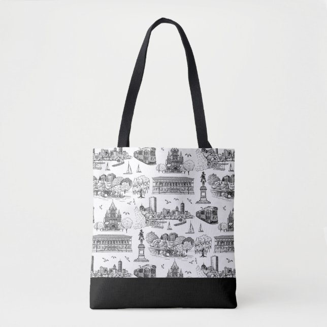 Tote Bag Boston Toile (éd. anniversaire) Noir/Blanc (Devant)