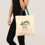 Tote Bag Botanical Greenery Mother of the Bride<br><div class="desc">Botanical greenery in script "Mother of the Bride" and san serif name tote bag.</div>