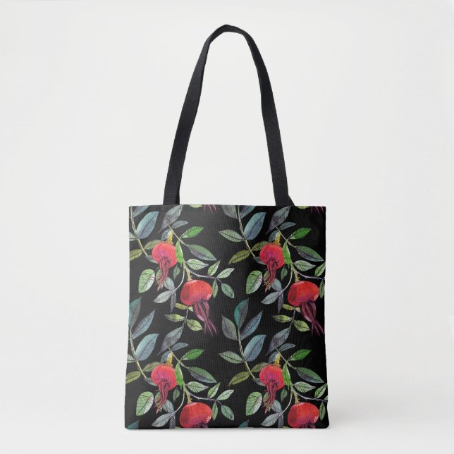 Tote Bag Botanical watercolor drawing dogrose pattern. Brig (Devant)