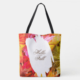 Tote Bag Botanique Feuille coloré tendance automne Bonjour