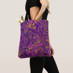 Tote Bag Botanique Gras Motif Floral dans pourpre foncé