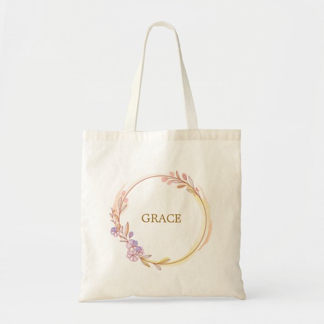 Tote Bag Botanique Vert Doré Personnaliser (Devant)