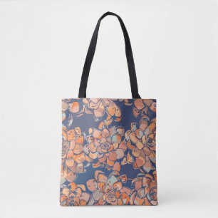 Tote Bag Botaniques d'automne en Terre Neutres et Marine