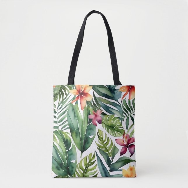 Tote Bag Botaniques tropicales Vibrant Aquarelle Foliage (Devant)