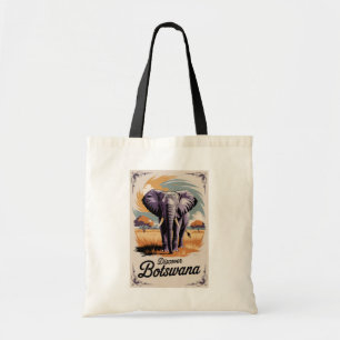 Tote Bag Botswana Elephant Illustration Voyage Art Vintage