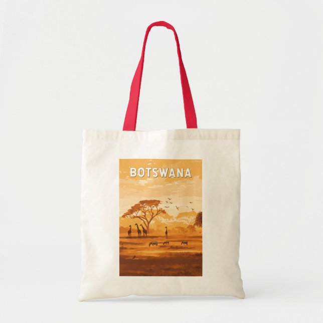 Tote Bag Botswana Illustration Travel Art Vintage (Devant)