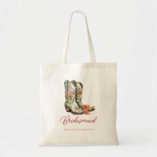 Tote Bag Botte de cowboy Aquarelle Florale