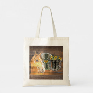 Tote Bag Bottes de cow-boy de la roue Western Horse Wagon