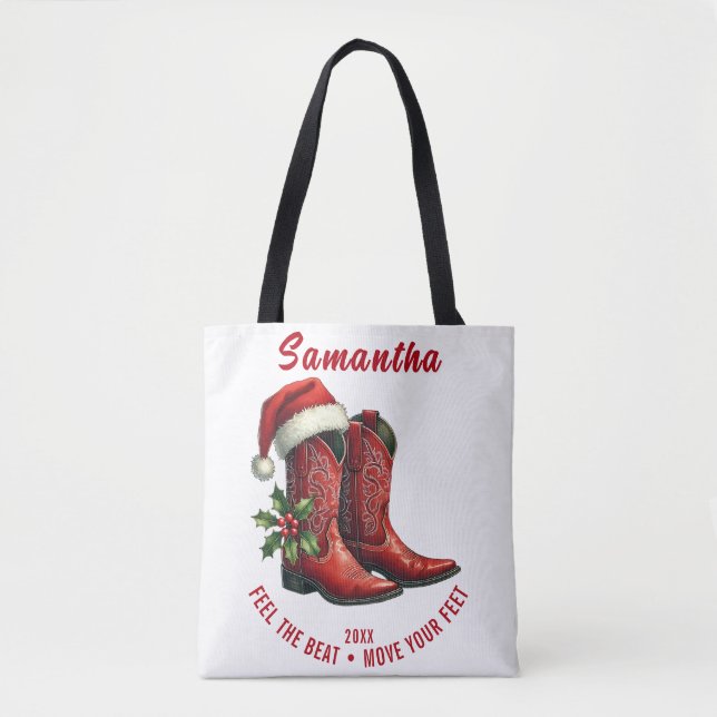 Tote Bag Bottes de cowboy de danse en ligne rustique (Devant)