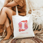 Tote Bag Bottes de cowboy occidentales roses et orange pers<br><div class="desc">Sac fourre-tout Bottes de cowboy occidentales roses et orange personnalisées</div>