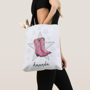 Tote Bag Bottes de danse en ligne roses et étoiles
