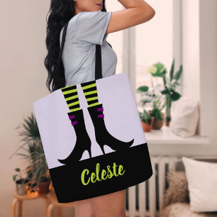Tote Bag Bottes de sorcière monogramme Trick ou traitement