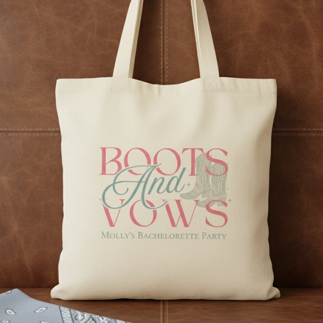 Tote Bag Bottes et Vœux Western Bachelorette (Say “I do” with a western twist in this charming “Boots and Vows” design!)