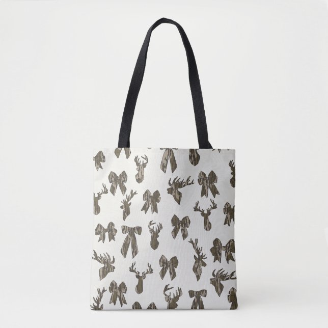 Tote Bag Bottom Lands Camo Coquette Bow for Women Deer Hunt (Devant)