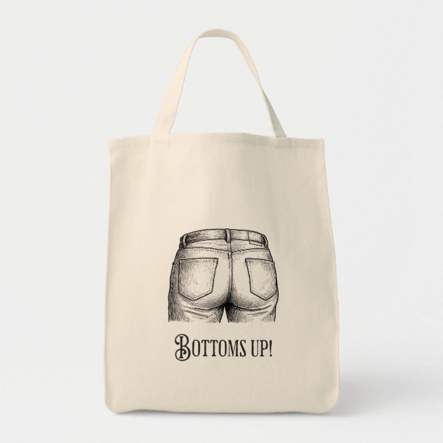 Tote Bag Bottoms Up! Funny White Elephant Gift Christmas (Devant)