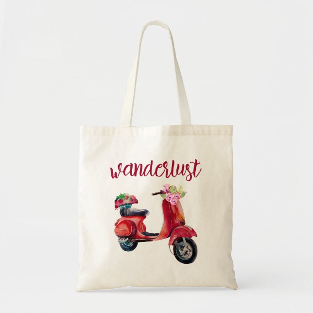 Tote Bag Bouche - Aquarelle Rouge Mopée De Fleurs (Devant)