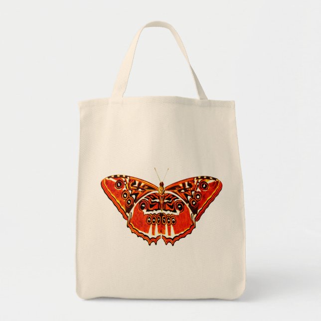Tote Bag Bouche tzigane, rouille orange et noir (Devant)