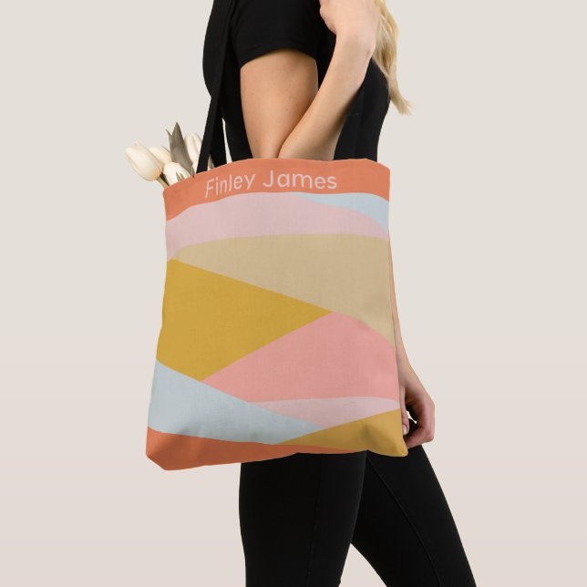 Tote Bag Boucle de couleur diagonale Pastels personnalisées (De près)