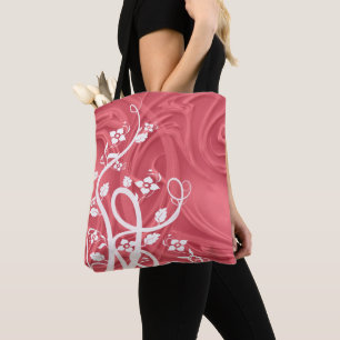 Tote Bag Boucles sur œuvre d'art rouge