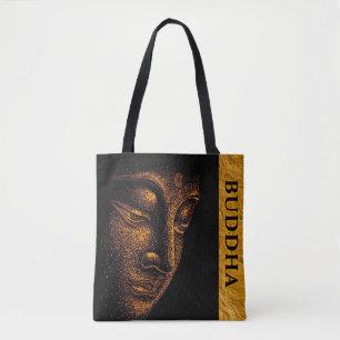 Tote Bag Bouddha d'or noir