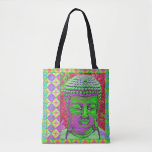 Tote Bag Bouddha Pop en vert et rouge