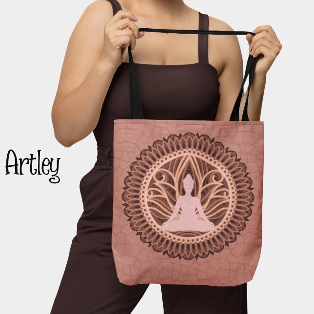 Tote Bag Bouddha rose Mandala Méditation spirituelle (Créateur téléchargé)