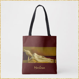 Tote Bag Bouddha Zen Gold et rouge foncé