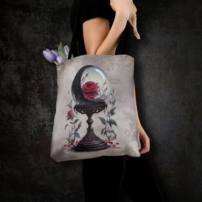 Tote Bag Boudoir | Cristal Ball Croissant Lune Roses rouges (Créateur téléchargé)
