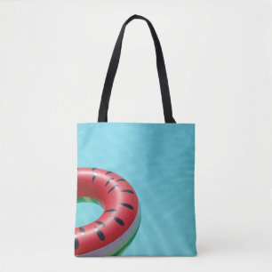 Tote Bag Bouée de sauvetage rouge et vert sur la piscine