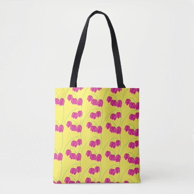 Tote Bag Boues de neige rose jaune floral (Devant)