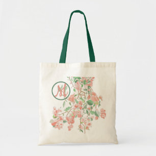 Tote Bag Bougainvilliers roses Monogramme Aquarelle