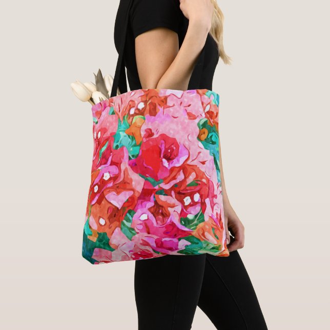 Tote Bag Bougainvilliers sauvages, fleurs été Floral Bohème (De près)
