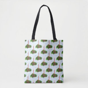 Tote Bag Bougie de Noël Joyeuse aquarelle