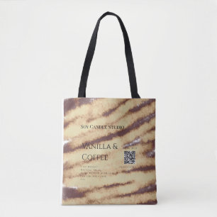 Tote Bag Bougie de soja vanille ajouter QR businesInvitatio