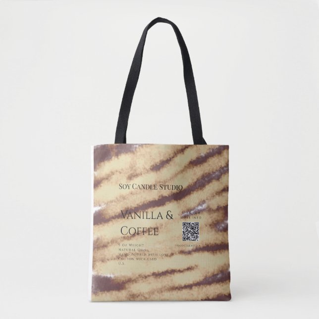 Tote Bag Bougie de soja vanille ajouter QR businesInvitatio (Devant)