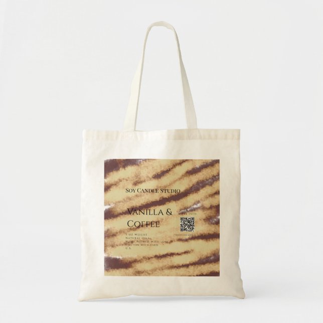 Tote Bag Bougie de soja vanille ajouter QR businesInvitatio (Devant)