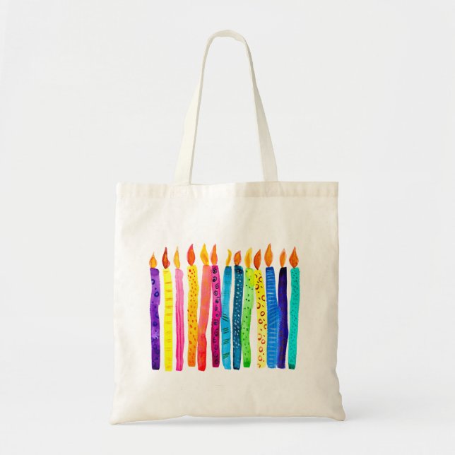 Tote Bag Bougies d'anniversaire aquarelle (Devant)