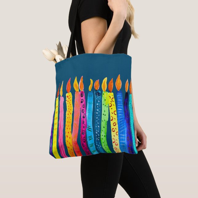 Tote Bag Bougies d'anniversaire aquarelle (De près)