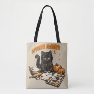 Tote Bag Boulangerie Chat Noir Épouvantable Halloween Biscu