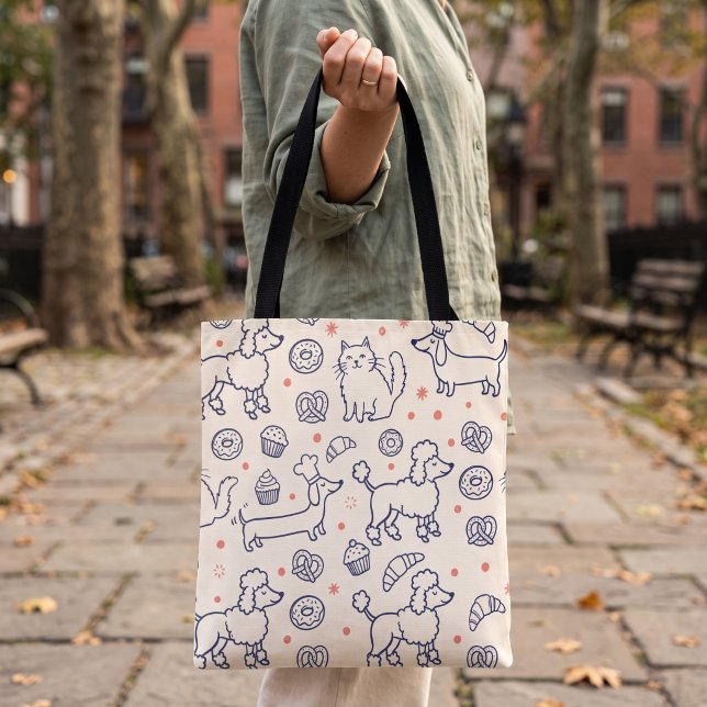Tote Bag Boulangerie Chien Chat Navy (Créateur téléchargé)