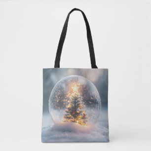 Tote Bag Boule à neige de Noël magique avec arbre lumineux
