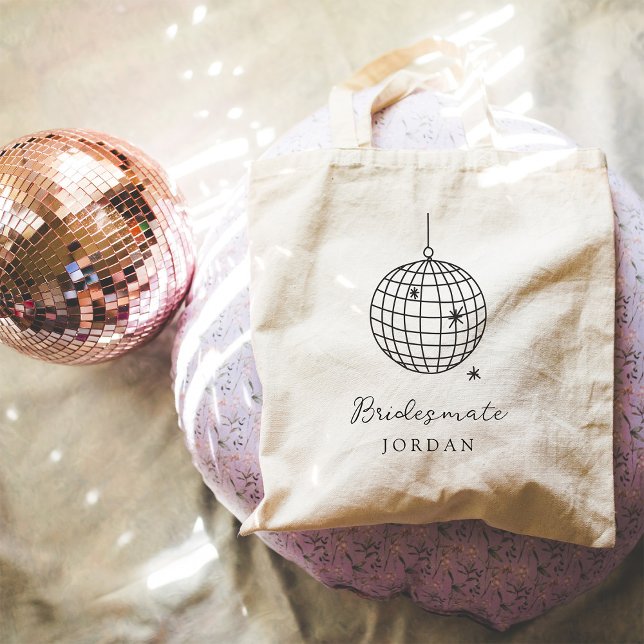 Tote Bag Boule Disco Minimaliste | Bridesmate Wedding Party (Créateur téléchargé)