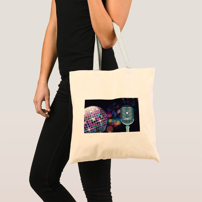 Tote Bag Boule disco rétro et microphone vintage (Créateur téléchargé)