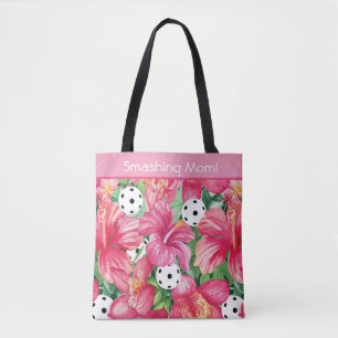 Tote Bag 🌺 🌴 Boule tropicale à l'hibiscus, avec texte