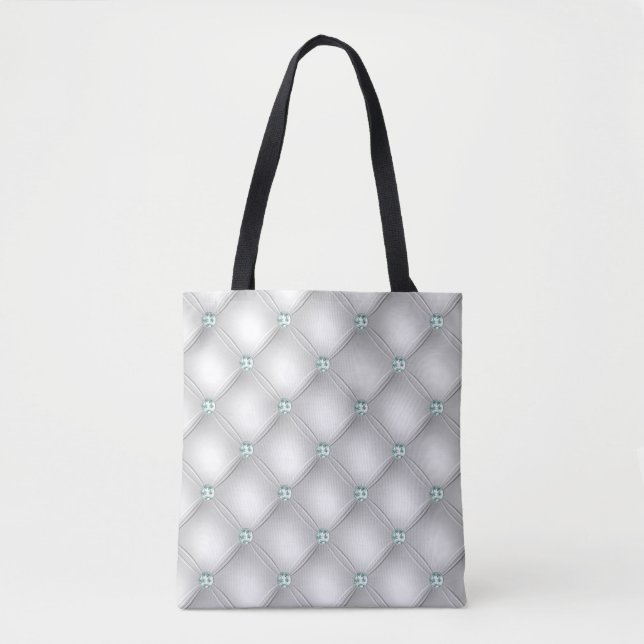 Tote Bag Boule verte Métallique Satin Blanc Mint (Devant)