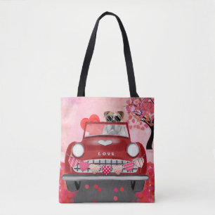 Tote Bag Bouledogue anglais conduisant une voiture avec des