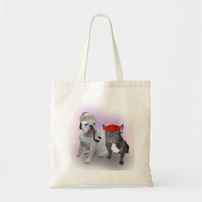 Tote Bag Bouledogue anglais et bouledogue français (Devant)
